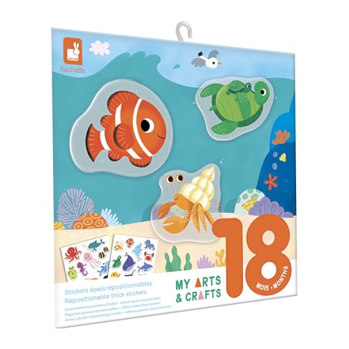 Janod Autocollants animaux marins - Kit d'autocollants créatifs pour enfants