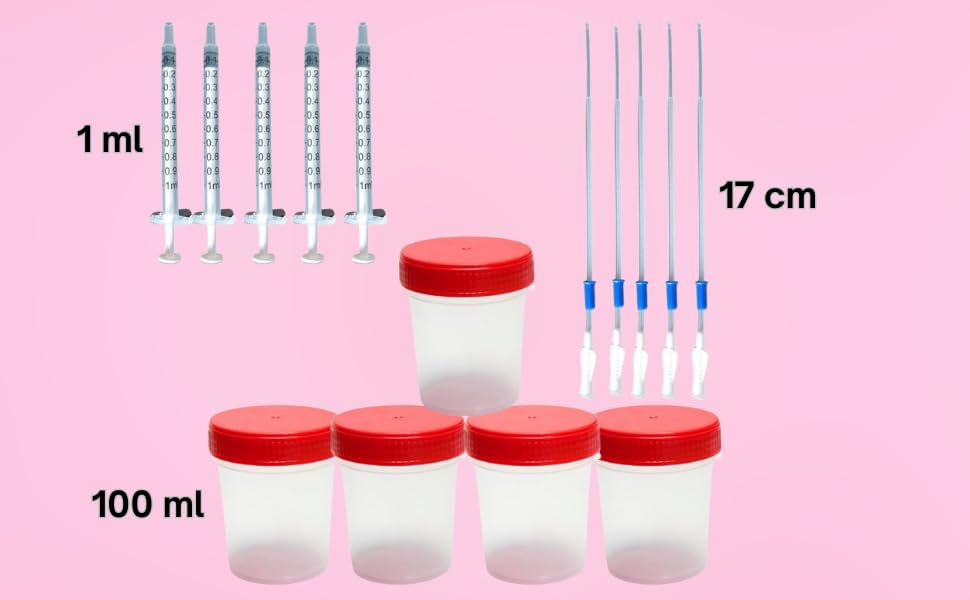 Image of Lumen Surgicals Home Insemination Kit | Home IUI Kit with 5 IUI Catheters (17cm), 5 Sterile 1ml Syringes, 1 Semen Collection Container (100ml) | Sterile Intrauterine Pregnancy Kit (Pack of 3)