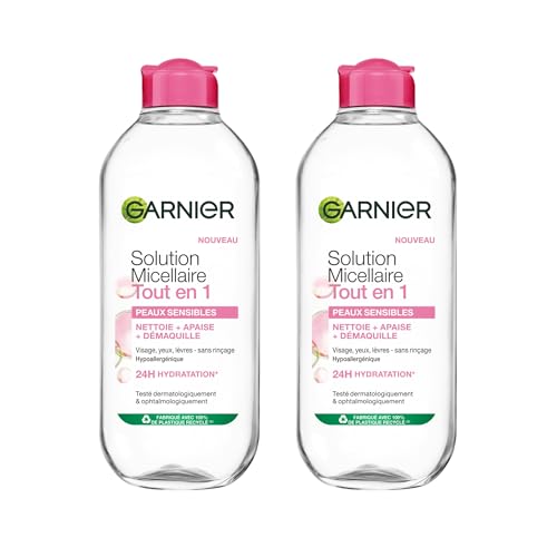 Garnier - SkinActive - Solution Micellaire Tout en Un - Peaux Sèches et Sensibles - Grand Format 400 ml (Lot de 2)