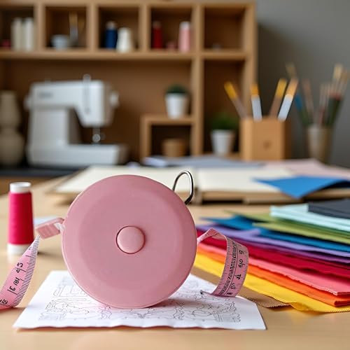 Cinta métrica retráctil portátil 150 cm rosa miniatura 4