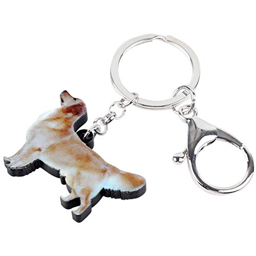 WEVENI Acrylic Golden Retriever Dog Keychain Keyring Charms Cute Jewelry For Women Girl2