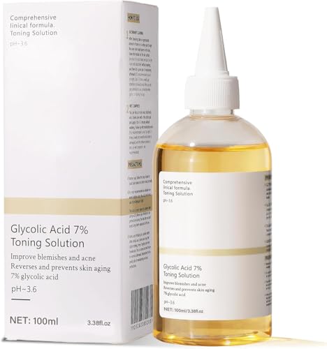 Glycolic Acid Toner 7%, Glycolic Acid Toning Resurfacing Solution, Glycolsäure 7% Toner, Peeling-Lösung für Hautunreinheiten & Akne, Ideal für Mischhaut & Fettige Haut, Porenverfeinerung (100 ml)