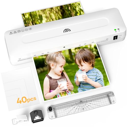 A3 Laminator, Laminator Machine 13 Inches for A3/A4/A5/A6,Hot and Cold Settings,with 40pcs Laminating Pouches,Paper Trimmer,Hole Puncher,and Corner Rounder for Home Office School