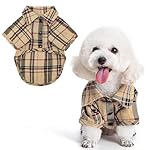 PUPTECK Plaid Dog Shirt, Cute Puppy Cat Polo T-Shirt, Soft Pet Clothes Boy Girl Outfit for Small Medium Dogs, Costume M