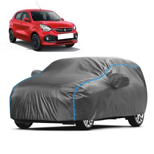 Image of Kerwa Car Body Cover Waterproof with Maruti Suzuki Celerio, Dust & UV Resistant All-Weather Proof Full Body Cover, Grey with Blue Lining, Triple Stitched Elastic Bottom with Mirror Pocket