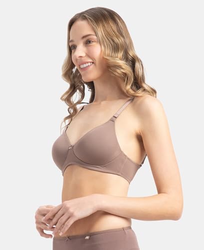 Image of Jockey 1819 Women Wirefree Padded Microfiber Elastane Stretch Full Coverage T-Shirt Bra with Magic Under Cup