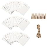PINE & LINEN 30 Pcs Paper Frames with Clips,4x6 Inch White Cardboard Photo Frames DIY Photo Holders, Hanging Display Kit for Home/Party/Office