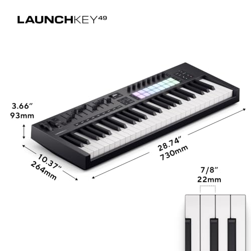 Image of Novation Launchkey 49 [MK4] - 49 keys semi-weighted USB MIDI master keyboard with STAN integration. Chord Mode, Scale Mode, 8 Rhythm Pads and Arpeggiator. Software Bundle Included