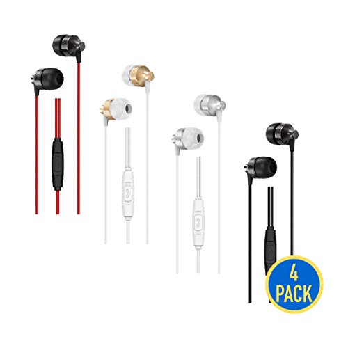 4 Pairs Ear Bud Headphones with Microphone (G06), Wholesale 3.5mm Wired Earphones Headsets