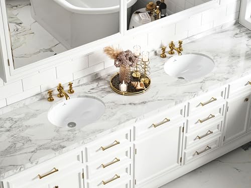 SmartSylva Ovale Unterbau-Waschbecken, 43,5 x 35,6 cm, Keramik, Waschbecken mit Überlauf, weiße