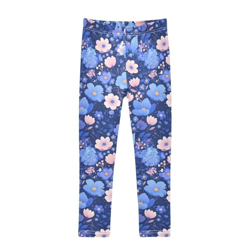 KLL Abstract Floral Pattern Flowers Toddler Girl Athletic Leggings Casual Full Length Lounge Pants Gym