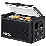 ICECO VL35ProS 車載冷蔵庫 35L -18℃～10℃ ポータブル冷蔵庫 ブラックメタルタイプ 大容量 5年品質保証 低動作音 急速冷凍 アダプター不要 3WAY電源対応 両開きフタ USBポート*2 DC12V/24V AC100V 家 車中泊 アウトドア キャンプ (ブラック, 35L)