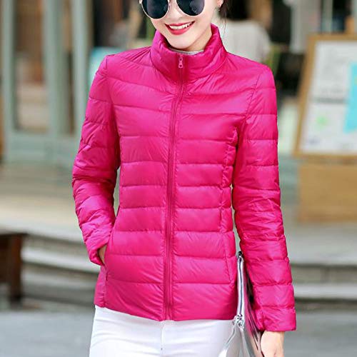 Lcziwo Women's Packable Ultra Light Weight Short Down Jacket Mock Neck Winter Long Sleeve Zipper Casual Slim Solid Coat #TOP1