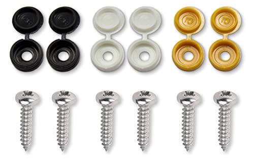 6 Pk Caps & Screws Car Number Plate Fixing Fitting Kit
