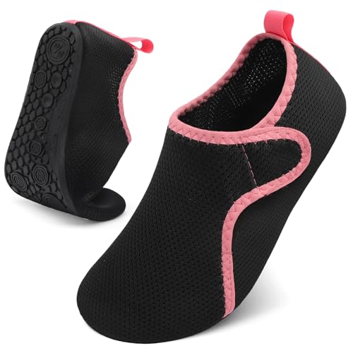 Image of LeIsfIt Barefoot Water Shoes for Women Men Quick-Dry Aqua Socks Non-Slip for Swim Surf Beach Pool Yoga, Black, 8-9 Women/6-7 Men
