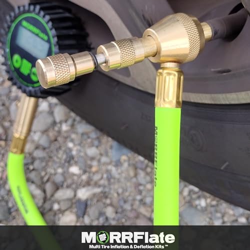 Image of MORRFlate Single Tire Deflator | Rapid Air Deflator with 1-150 PSI Digital Gauge | Includes Purge Valve, 16 Inch Hose, and Rip Away Molle Panel Carrying Case