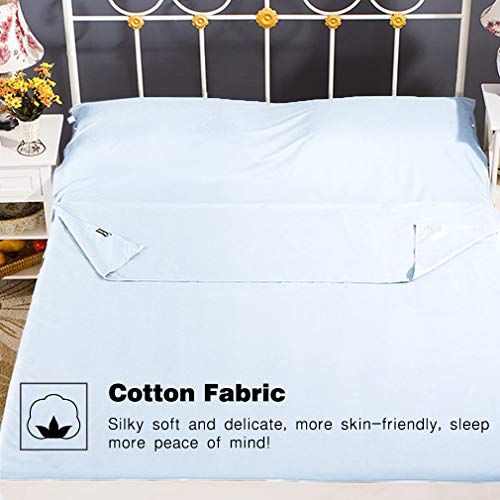 JUISEE Sleeping Bag Liner Lightweight Portable Sleeping Sheet Dirt-Proof Compact Travel Camping Sheet for Outdoor Travel Hiking Hotels Picnics (Light Blue, 83x63’’) - Thumbnail 7