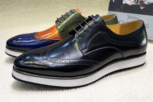 Santimon Men’s Dress Shoes Wingtip Oxfords | Leather Derby with Lightweight Cushioned Platform Sole | Business-Casual Footwear for Office, Wedding2