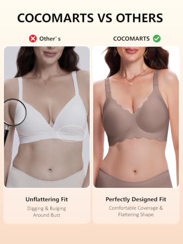 Image of COCOMARTS Jelly Bras for Women No Underwire Scalloped Wireless Push Up Bra