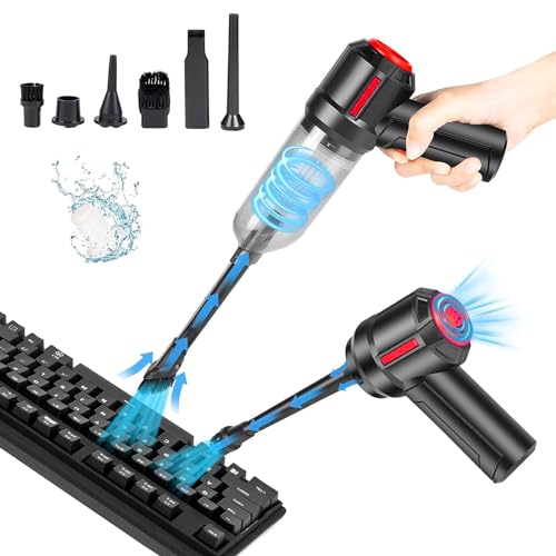PCKOBEVER Computer Vacuum Cleaner,3 in 1 Compressed Air Duster Mini Handheld Vacuum, Rechargeable Car Hoover,Portable Air Duster Cordless,Keyboard Cleaner Electric Air Blower For PC Computer Car