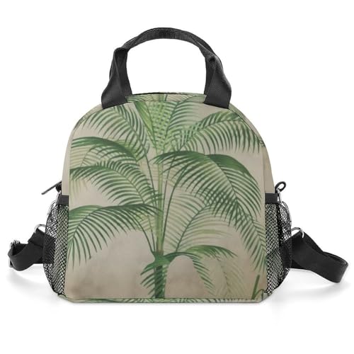 HYDJLXA Palm Tree Tropical Vintage Elegant All Print Insulated Lunch Bag with Waterproof And Oil Resistant Thick Aluminum Foil for Both Men And Women