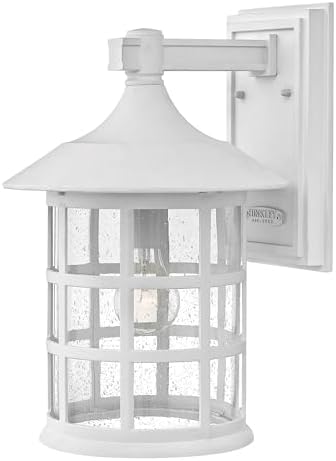 Hinkley Freeport Coastal Elements Medium Wall Mount Outdoor Lantern, Composite, New England Design, Clear Seedy Glass, Fade Resistant, Textured White Finish