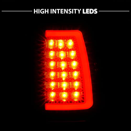 Amerilite For 1999-2006 Gmc Sierra / 99-02 Chevy Silverado Pick Up Truck Dark Black C-Type Led Tube Tail Lights Brake Lamp Set - Passenger And Driver Side #TOP6