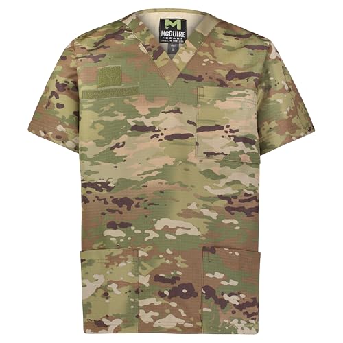 M MCGUIRE GEAR Tactical Ripstop Scrub Top – Unisex Scrubs for Nurses, Military, EMS – Medical Scrub Shirt – Made in The USA.