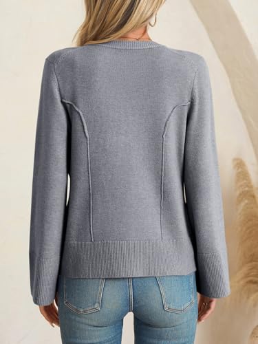 Image of Saodimallsu Womens Bell Sleeve Cardigan Sweaters Button Down Long Sleeve Fall Trendy Sweaters 2025 U Neck Knit Outwear