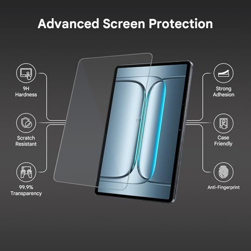 Image of HUMBLE Tempered Glass for OnePlus Pad Lite 11 Inch Tablet | 9H Hardness | HD Clear | Bubble Free | Anti Scratch | Case Friendly Fit | Smooth Touch Response | Oleophobic Coating | Easy Installation