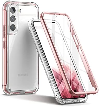SURITCH Clear Case for Samsung S22 Plus 6.6Built in Screen Protector360 Full Body Hybrid Protection Hard PC+Soft TPU Rubber Bumper Case Protector Cover for Samsung Galaxy S22 Plus/S22+ 5G-Clear