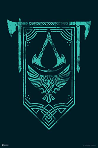 Assassins Creed Valhalla Merchandise Banner Art Video Game Video Gaming Gamer Collectibles Viking Eivor Varinsdottir Cool Wall Art Print Poster 12x18