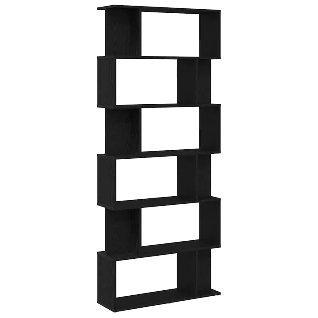 Estantería en aspecto de roble, 80 x 24 x 190,5 cm, de material de madera con compartimentos desplazados y parte superior estable para libros y decoración, fácil de limpiar
