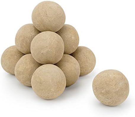 Stanbroil Ceramic Fire Balls - 4” Round Fire Stones for Fire Pit Fire Bowl and Fireplace - Set of 12, Beige