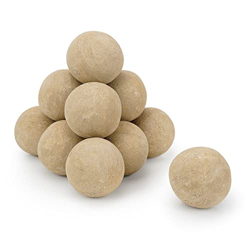 Stanbroil Ceramic Balls - 4 Round Fire Stones for Fire Pit Fire Bowl and Fireplace - Set of 12 Beige