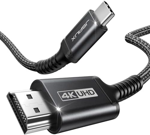JSAUX USB C auf HDMI Kabel 3M, 4K@60Hz für iPhone 17, MacBook, S25, Schwarz | Plug & Play USB C auf HDMI überträgt 4K@60Hz Video stabil; nur von USB C zu HDMI, für iPhone 17/16/15,