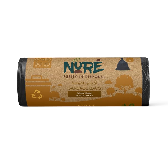 NureLemon Scented Odor Control Trash Bag Roll, 10 Gallon, x Small 54x60 cm, 30 Bags