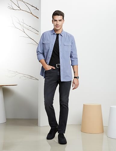 Image of Symbol Premium Men's Washed Cotton Twill Casual Shirt - Regular Fit | Pure Cotton (Available in Plus Sizes)