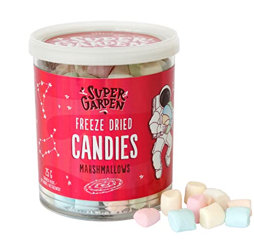 Caramelos de malvavisco liofilizados - Caramelos liofilizados - Comida deliciosa para astronautas, comida liofilizada, comida para acampar y malvaviscos liofilizados de jardín (25 g) Cover