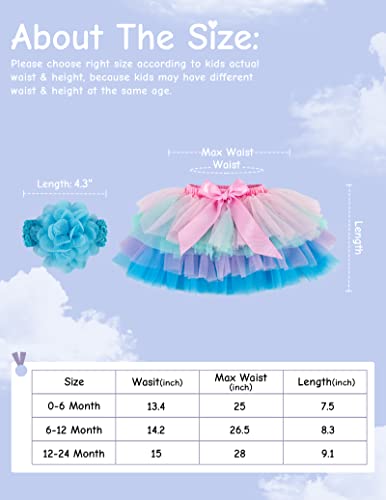 Simplicity Baby Girl's Tutus Skirt With Inner Shorts - 4 Layered Tulle Newborn Tutu And Headband Set Tutus For Toddler Girls,Pink Rainbow,0-6 Months #TOP3