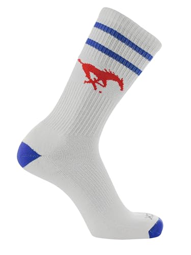 TCK SMU Mustangs Socks Vintage Soft Cotton Sock with Stripes – NCAA Licensed | Red & Blue Southern Methodist University | College Fan Gameday Apparel for Men & Women | Men's & Women's (Medium)