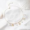 Hebterrka Collier à breloques pour femmes, perles étoile de mer coquillage or 14 carats, bijoux d'été plage surfeur bijoux collier cadeaux, or, L #2