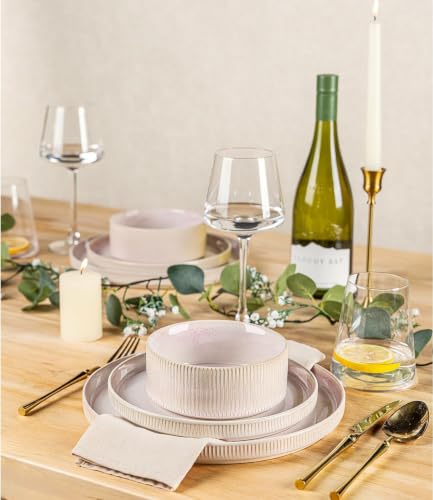 Image of TheTerra Ceramic Dinnerware Set for 4, 16-Piece Plates and Bowls Set
