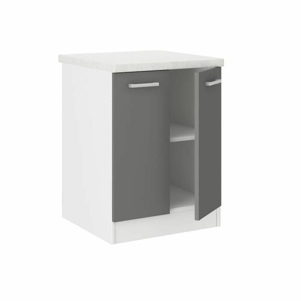 ULTRA Meuble bas de cuisine 60 cm avec plan de travail inclus - Gris