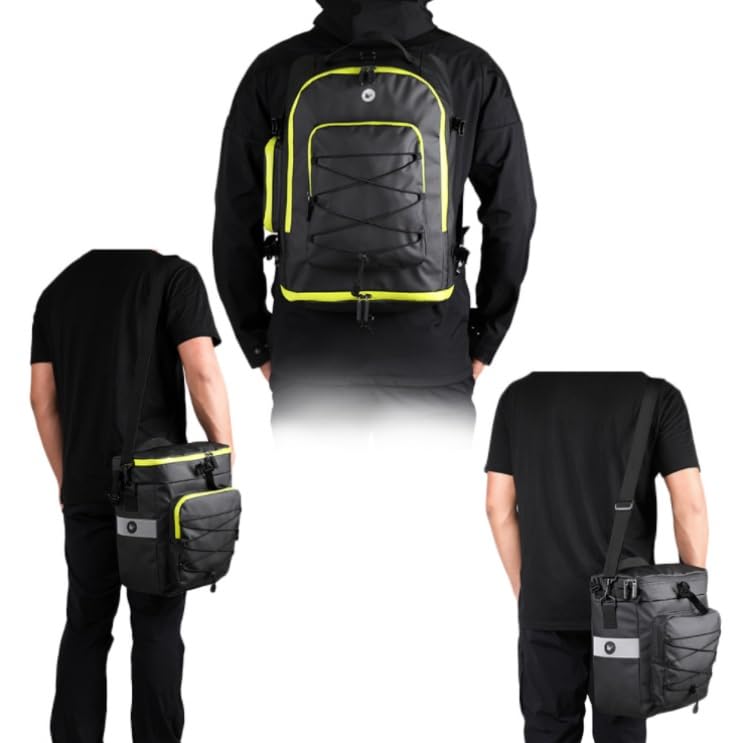 3-in-1 Fahrradtasche Multifunktional Wasserdicht Fahrradtaschen für Gepäckträger Hohe Kapazität Fahrrad Taschen Hinten Gepäckträger, Rucksack und Umhängetasche mit Regenschutz