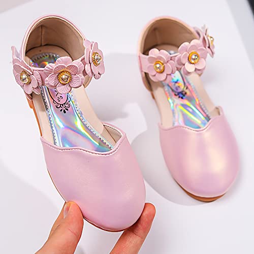 Girls' Sandals Fashion Spring and Summer Sandals Dress Dance Performance Princess Shoes Light Sequin Mesh Bow Shoes (Pink #2, 10 Little Child)2