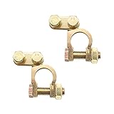 🔩 Streng Ausgewählte Materialien: Batterieelektrodenklemmen werden aus Messing hergestellt, Muttern und Schrauben sind galvanisierte Eisenlegierung, Sehr stabile Leitfähigkeit, Es kann lange Zeit in einer komplexen Umgebung verwendet werden