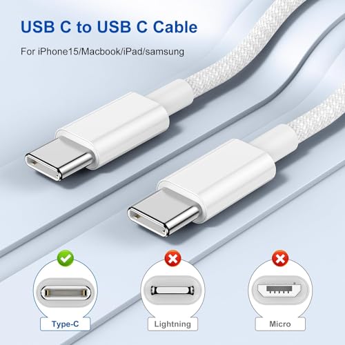 Image of NISHTECH ORIGINAL 60W iPhone 16,15 USB TYPE C to USB TYPE C Cable(60W /3A) USB C Charger Cable Fast Charging for iPhone 15Pro /Plus /Pro Max,iPad Mini 6 / Pro 2021,MacBook,and More