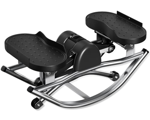 Image of Low-Impact Rocking Steppers for Exercise at Home with Digital Display & Resistance Bands and Non-Slip Mat Equipment for Seniors & Beginners,250LBS Capacity