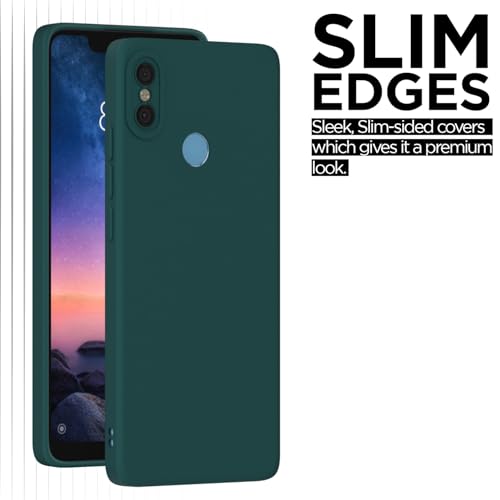 Image of Outlouders Back Cover for Redmi Note 6 Pro | Camera Protection | Durable Soft Matte Silicone Bumper Case (Green)